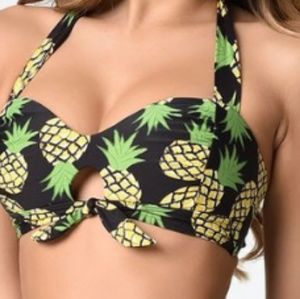 Unique Vintage swimsuit top with pineapple print.